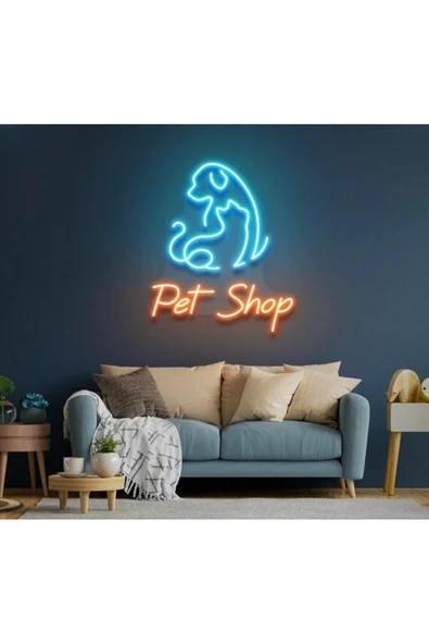 Pet Shop Yazılı ve Şekilli Neon Tabela ürün görseli 1