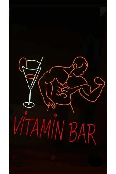 Vitamin Bar Yazılı Neon Pleksi Tabela ürün görseli 1