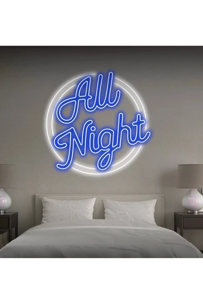 All Night Yazılı Neon Tabela ürün görseli 1