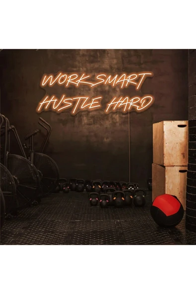 WORK SMART HUSTLE HARD Yazılı Neon Tabela ürün görseli 1