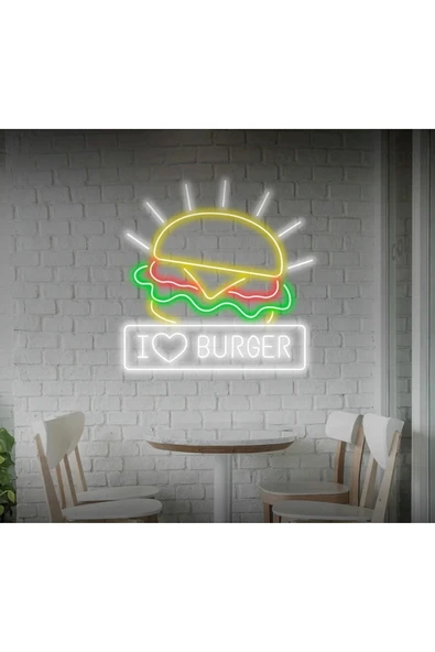 I BURGER Yazılı ve Şekilli Neon Tabela ürün görseli 1