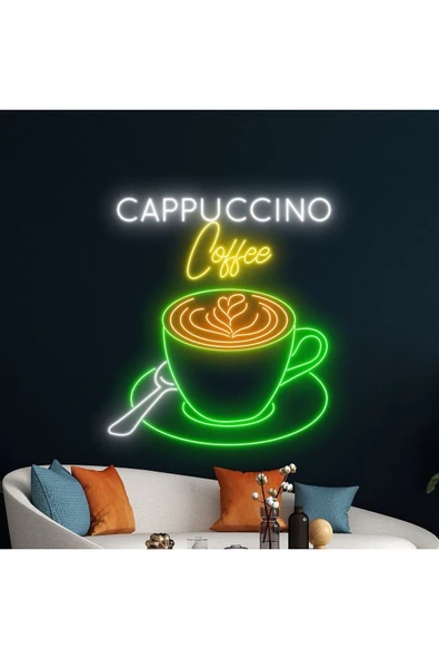 CAPPUCCINO Coffee Yazılı ve Şekilli Neon Tabela ürün görseli 1