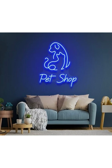 Pet Shop Yazılı ve Şekilli Neon Tabela ürün görseli 1