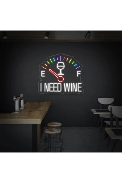 I NEED WINE Yazılı ve Şekilli Neon Tabela ürün görseli 1