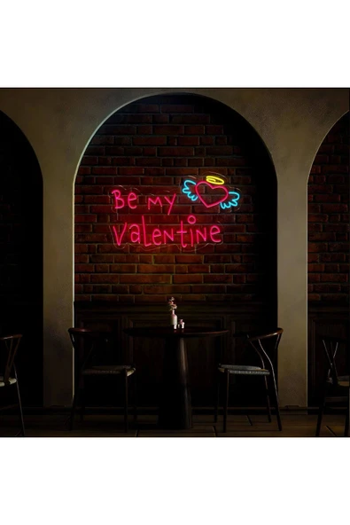 Be My Valentine Yazılı ve Şekilli Neon Tabela ürün görseli 1