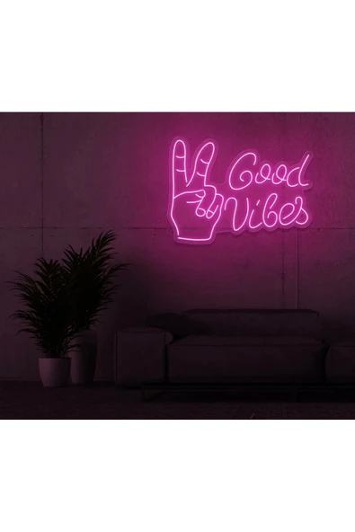Good Vibes Yazılı ve Şekilli Neon Tabela ürün görseli 1