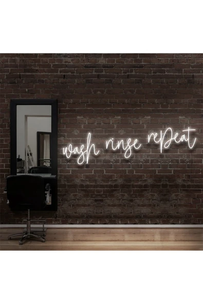 Wash Ringe Repeat Yazılı Neon Tabela ürün görseli 1