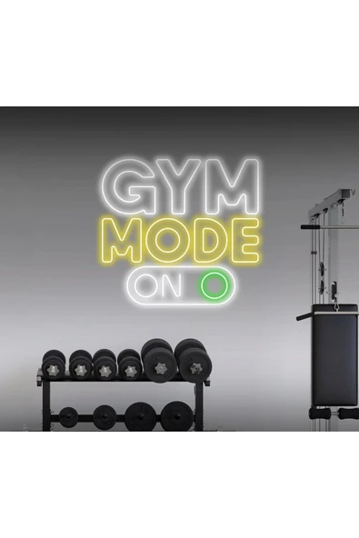 GYM MODE ON Yazılı ve Şekilli Neon Tabela ürün görseli 1