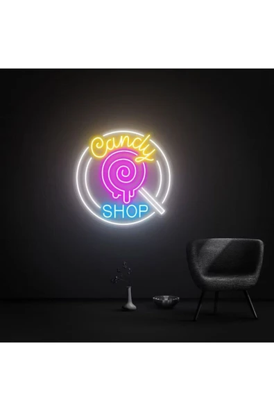 Candy SHOP Yazılı ve Şekilli Neon Tabela ürün görseli 1