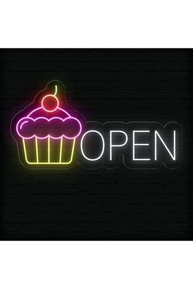 OPEN Yazılı ve Şekilli Neon Tabela ürün görseli 1