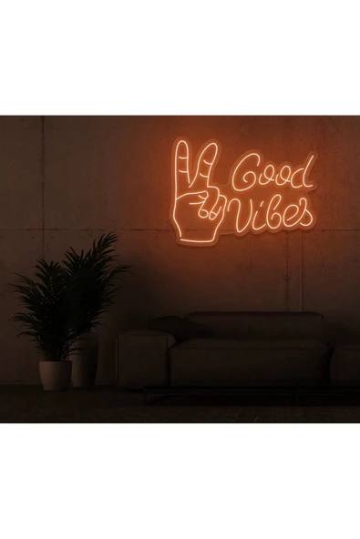 Good Vibes Yazılı ve Şekilli Neon Tabela ürün görseli 1