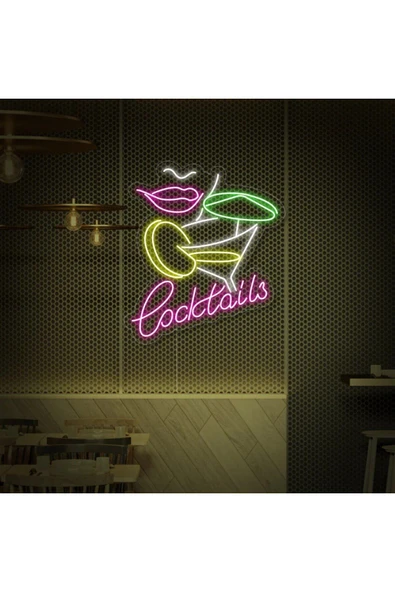 Cocktails Yazılı ve Şekilli Neon Tabela ürün görseli 1
