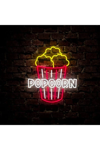 POPCORN Yazılı ve Şekilli Neon Tabela - Resim 3