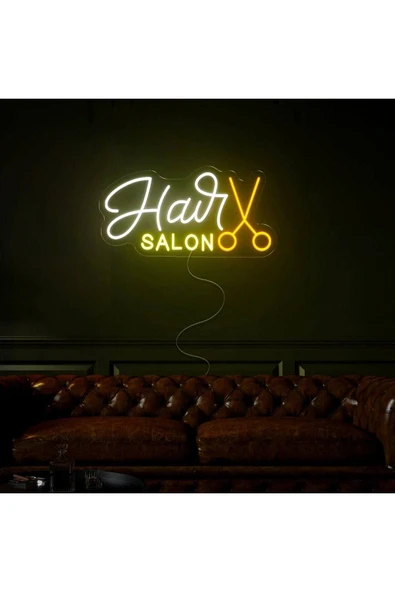 Haır SALON Yazılı ve Şekilli Neon Tabela ürün görseli 1