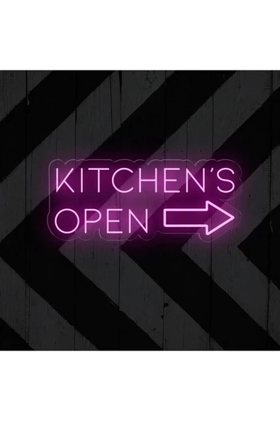 KITCHEN'S OPEN Yazılı ve Şekilli Neon Tabela ürün görseli 1
