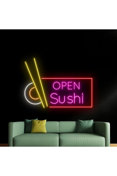 OPEN Sushi Yazılı ve Şekilli Neon Tabela - Resim 2