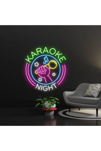 KARAOKE NIGHT Yazılı ve Şekilli Neon Tabela ürün görseli 1