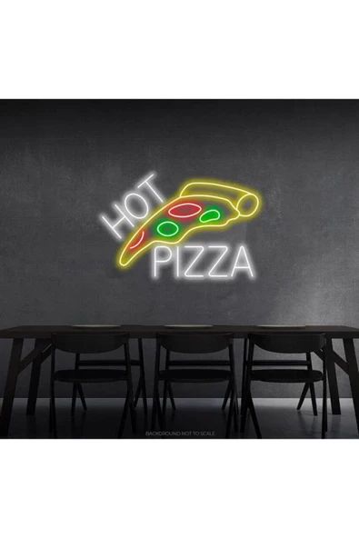 HOT PİZZA Yazılı ve Pizza Şekilli Neon Tabela ürün görseli 1