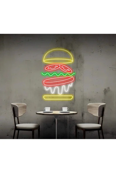 Hamburger Figürlü Neon Tabela ürün görseli 1