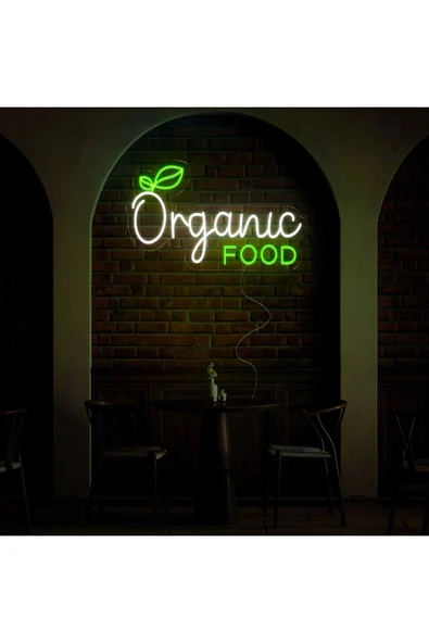 Organic FOOD Yazılı ve Şekilli Neon Tabela ürün görseli 1