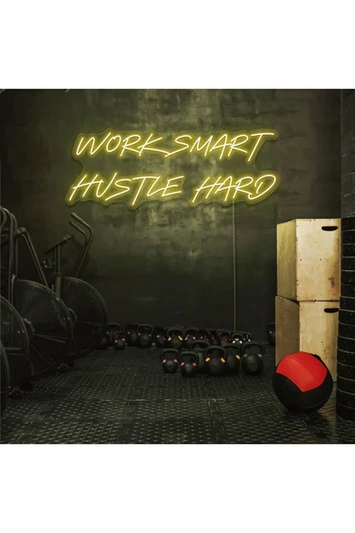 WORK SMART HUSTLE HARD Yazılı Neon Tabela ürün görseli 1