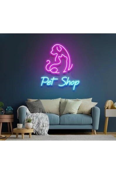 Pet Shop Yazılı ve Şekilli Neon Tabela ürün görseli 1