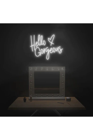 Hello Gorgeous Yazılı ve Şekilli Neon Tabela ürün görseli 1