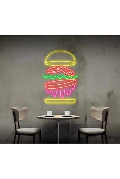 Hamburger Figürlü Neon Tabela ürün görseli 1