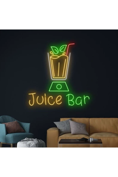 Juice Bar Yazılı ve Şekilli Neon Tabela ürün görseli 1