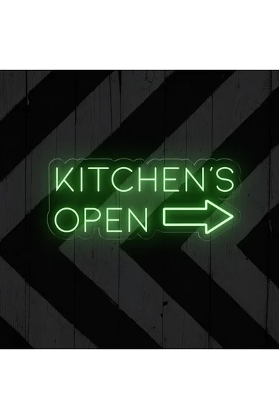 KITCHEN'S OPEN Yazılı ve Şekilli Neon Tabela ürün görseli 1