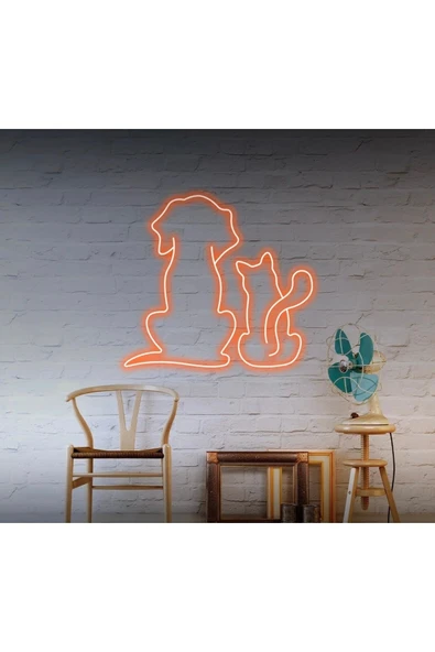 Kedi ve Köpek Figürlü Neon Tabela ürün görseli 1