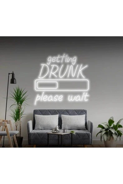getting DRUNK please wait Yazılı ve Şekilli Neon Tabela ürün görseli 1