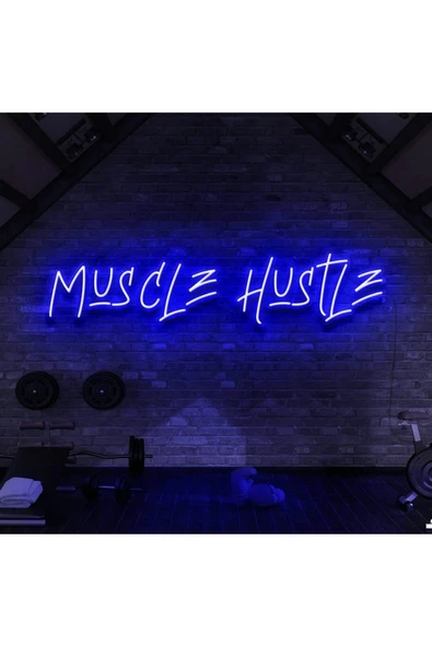 MUSCLE HUSTLE Yazılı Neon Tabela ürün görseli 1