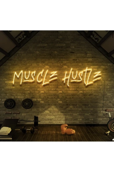 MUSCLE HUSTLE Yazılı Neon Tabela ürün görseli 1