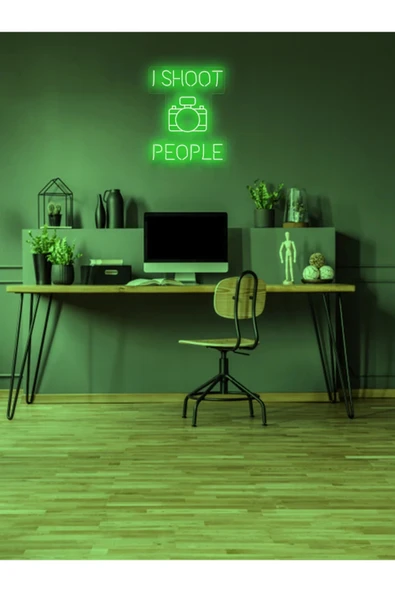 I SHOOT PEOPLE Yazılı ve Şekilli Neon Tabela ürün görseli 1