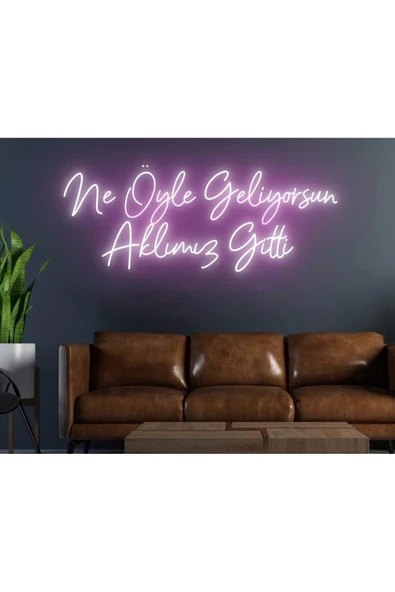 Ne Öyle Geliyorsun Aklımız Gitti Yazılı Neon Tabela ürün görseli 1