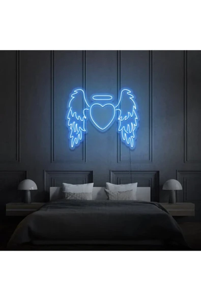 Kanatlı Kalp Şekilli Neon Tabela ürün görseli 1