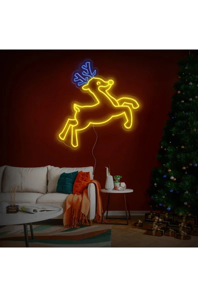 Yılbaşı Geyiği Figürlü Neon Tabela ürün görseli 1
