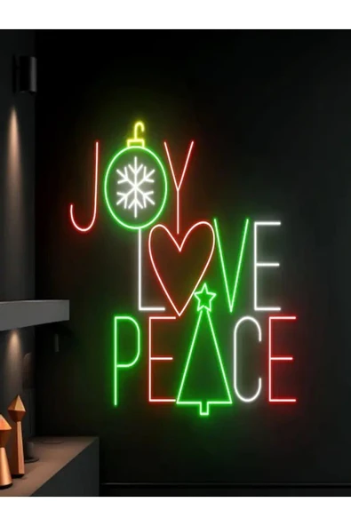JOY LOVE PEACE Yazılı Yılbaşı Temalı Neon Tabela ürün görseli 1