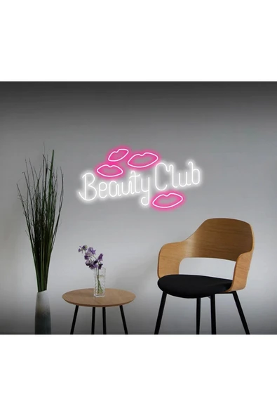 Beauty Club Yazılı ve Şekilli Neon Tabela ürün görseli 1