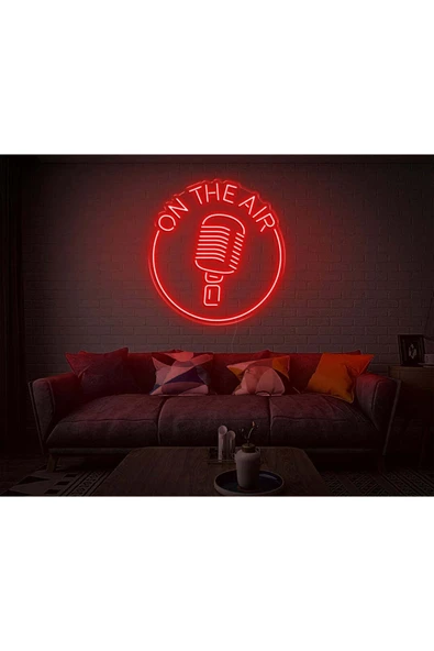 ON THE AIR Yazılı Mikrofon Figürlü Neon Tabela ürün görseli 1