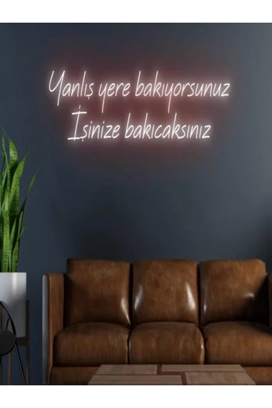 Yanlış Yere Bakıyorsunuz İşinize Bakıcaksınız Yazılı Neon Tabela ürün görseli 1