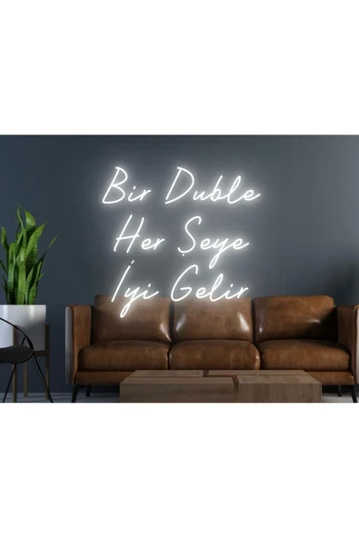 Bir Duble Her Şeye İyi Gelir Yazılı Neon Tabela ürün görseli 1