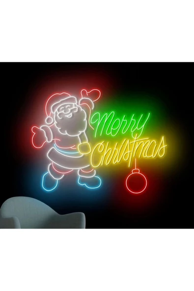 Merry Christmas Yazılı ve Şekilli Neon Tabela ürün görseli 1