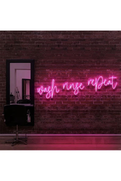Wash Ringe Repeat Yazılı Neon Tabela ürün görseli 1