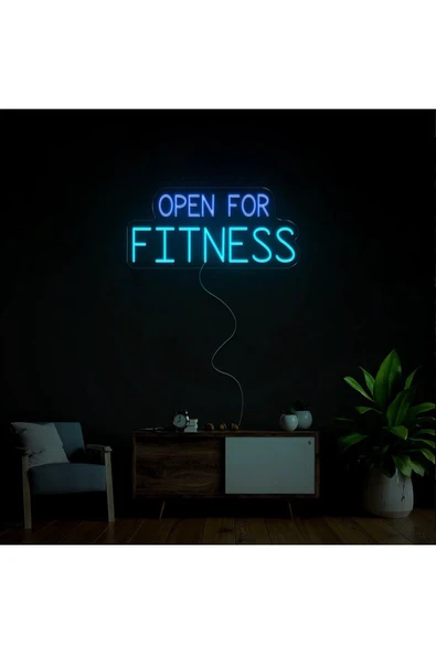 OPEN FOR FITNESS Yazılı Neon Tabela ürün görseli 1