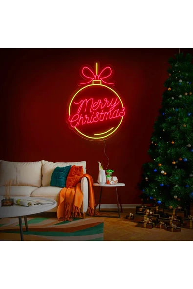 Merry Christmas Yazılı ve Şekilli Neon Tabela ürün görseli 1