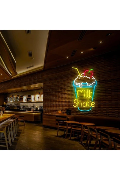 Mılk Shake Yazılı ve Şekilli Neon Tabela ürün görseli 1