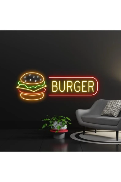 BURGER Yazılı ve Şekilli Neon Tabela ürün görseli 1
