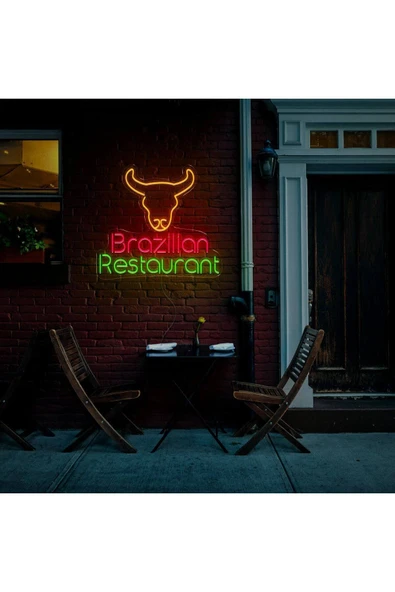 Brazilian Restaurant Yazılı ve Şekilli Neon Tabela ürün görseli 1